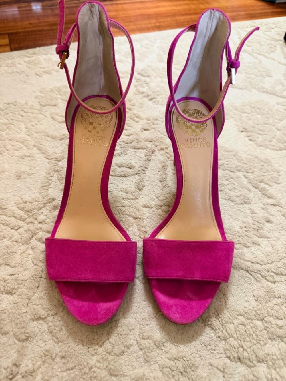 Vince Camuto Fuchsia Suede Ankle-Strap Heels Size 7.5